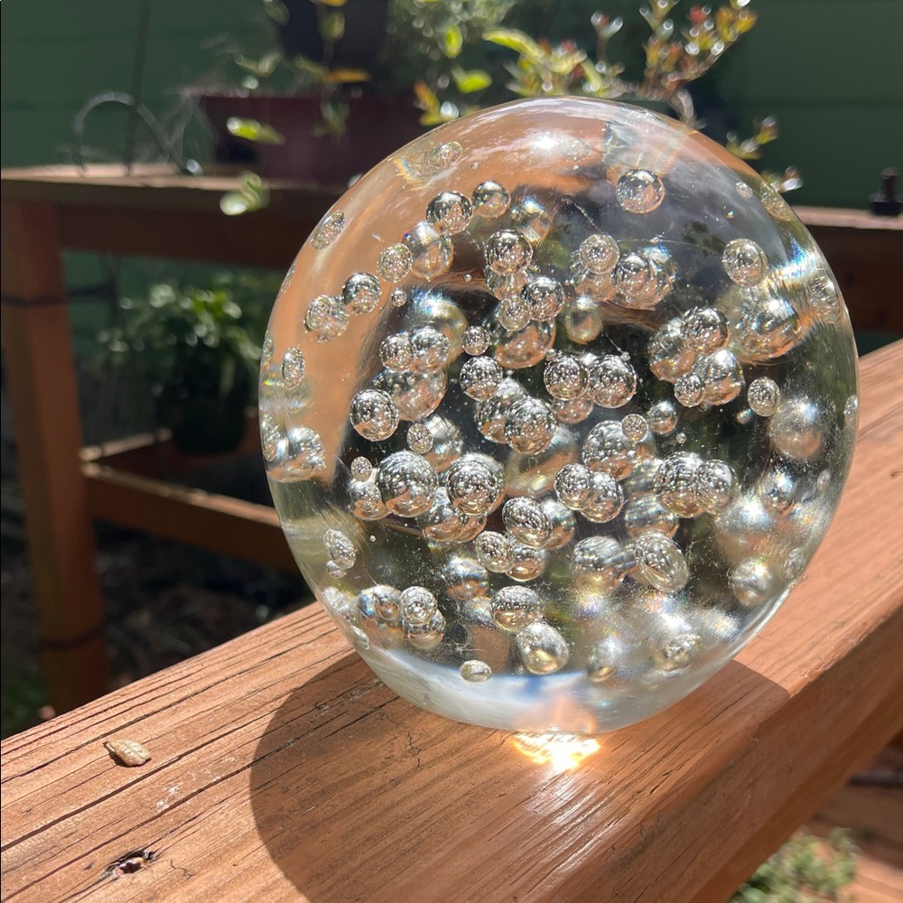 Crystal Clear Glass Orb with Bubbles